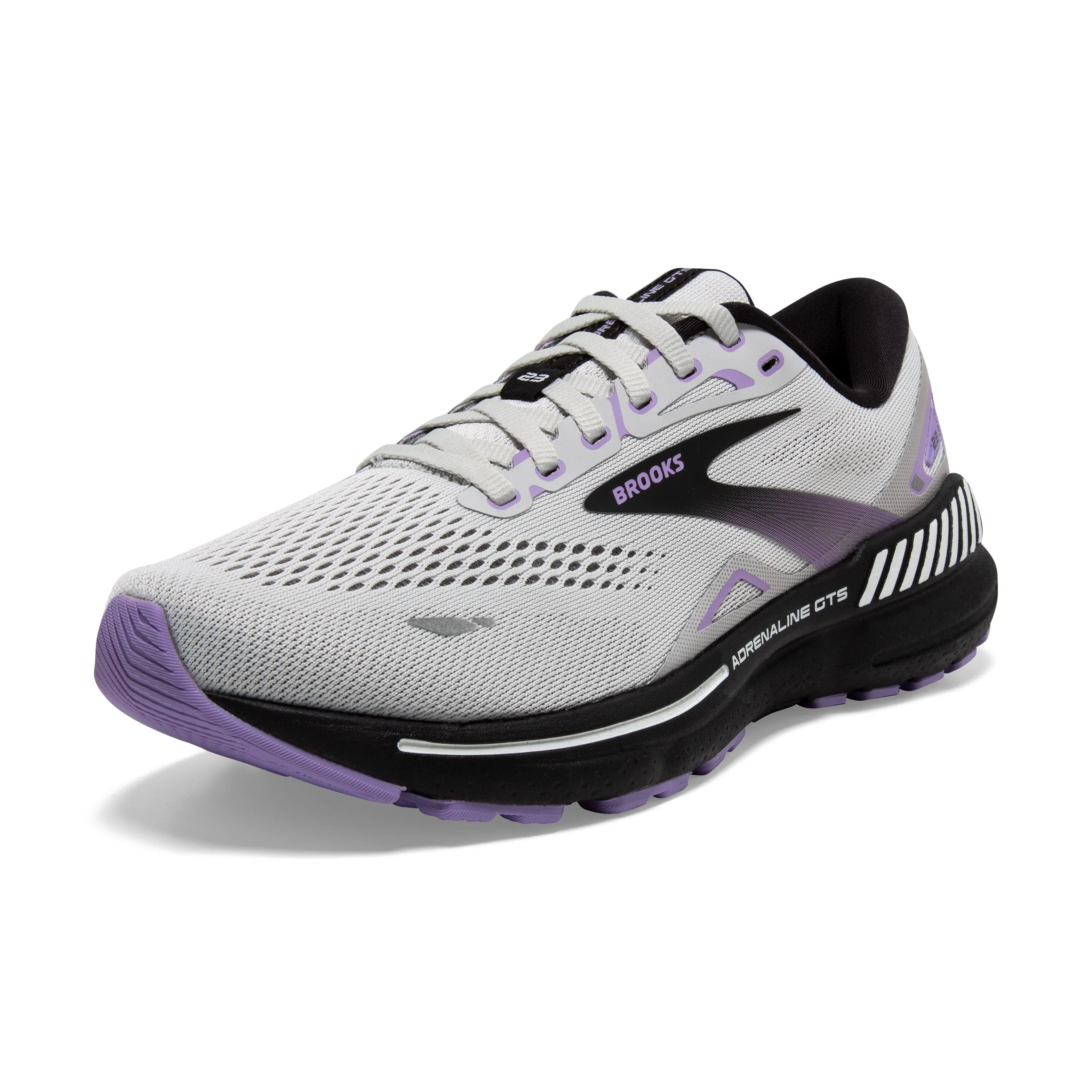 Women's Brooks Adrenaline GTS 23 Color: Grey/Black/Purple (WIDE WIDTH)