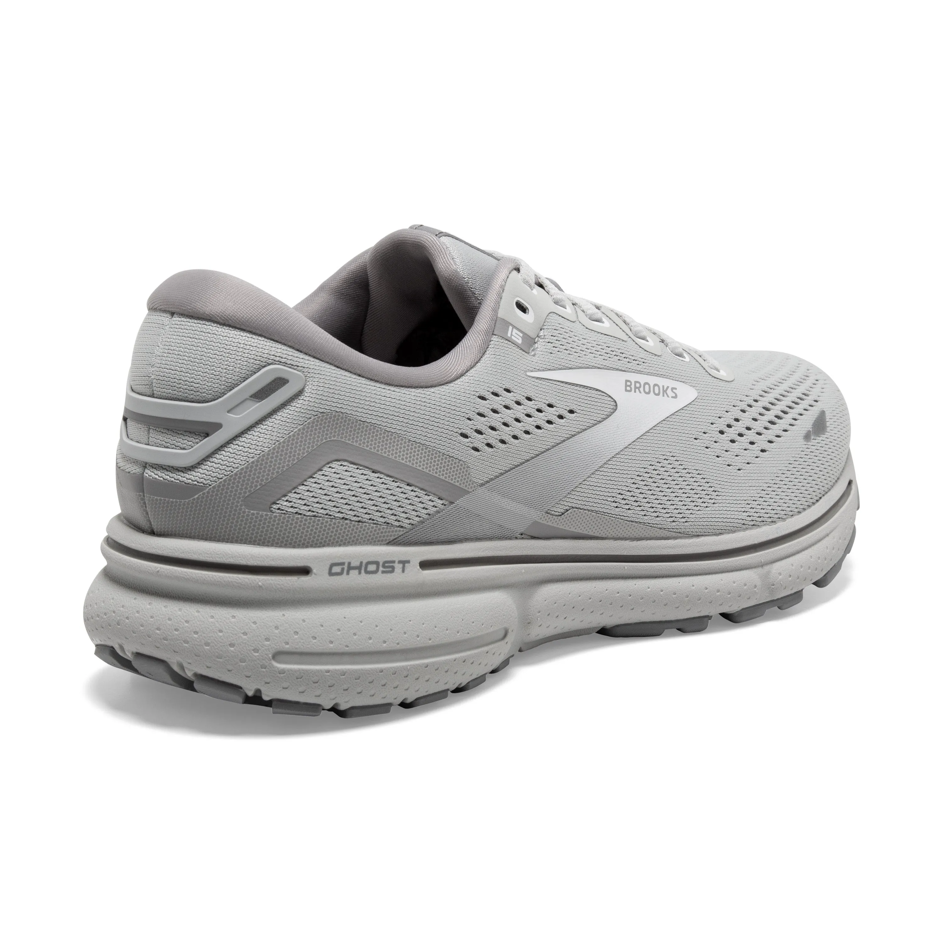 Women's Brooks Ghost 15 1203801D112 Color: Oyster/Alloy/White (WIDE WIDTH)