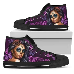 Women's High Tops Calavera Violet (Black Soles)