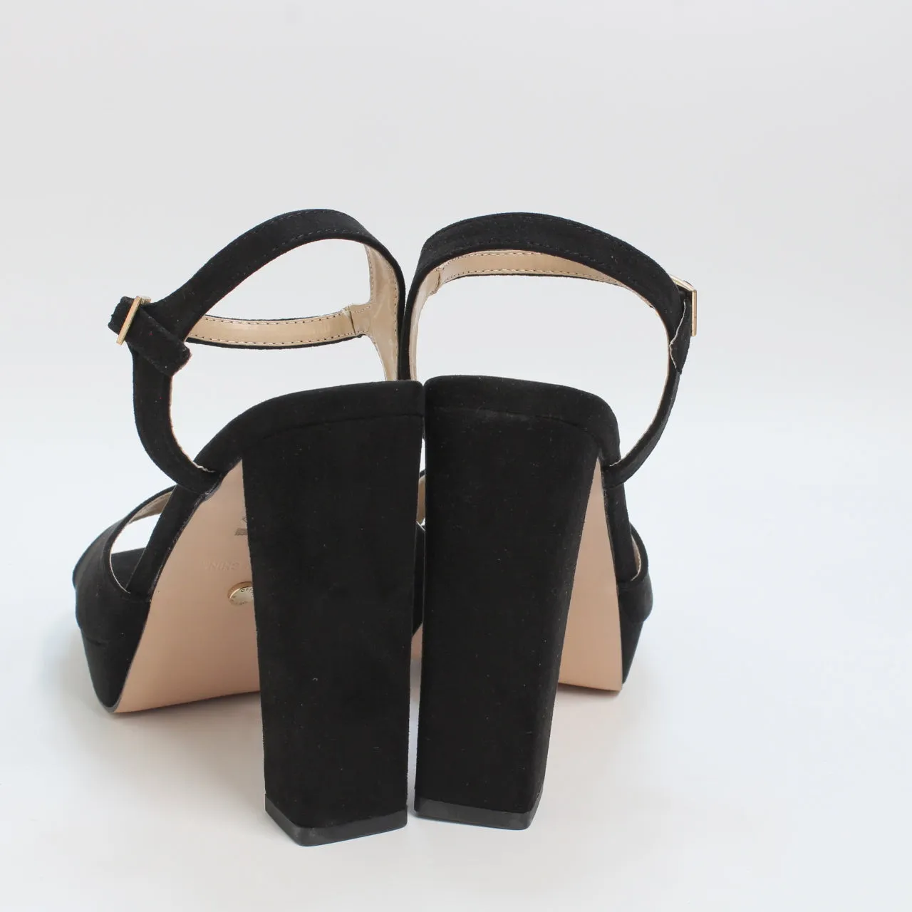 Womens Office Wide Fit: Hearty Square Toe Platforms Black Micro